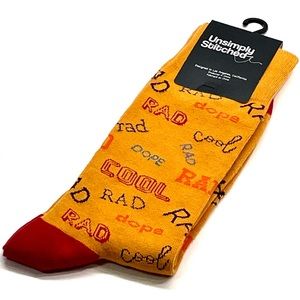 Unsimply Stitched Unisex Dress Socks RAD Cool Dope Cotton NWT Mustard Multi New